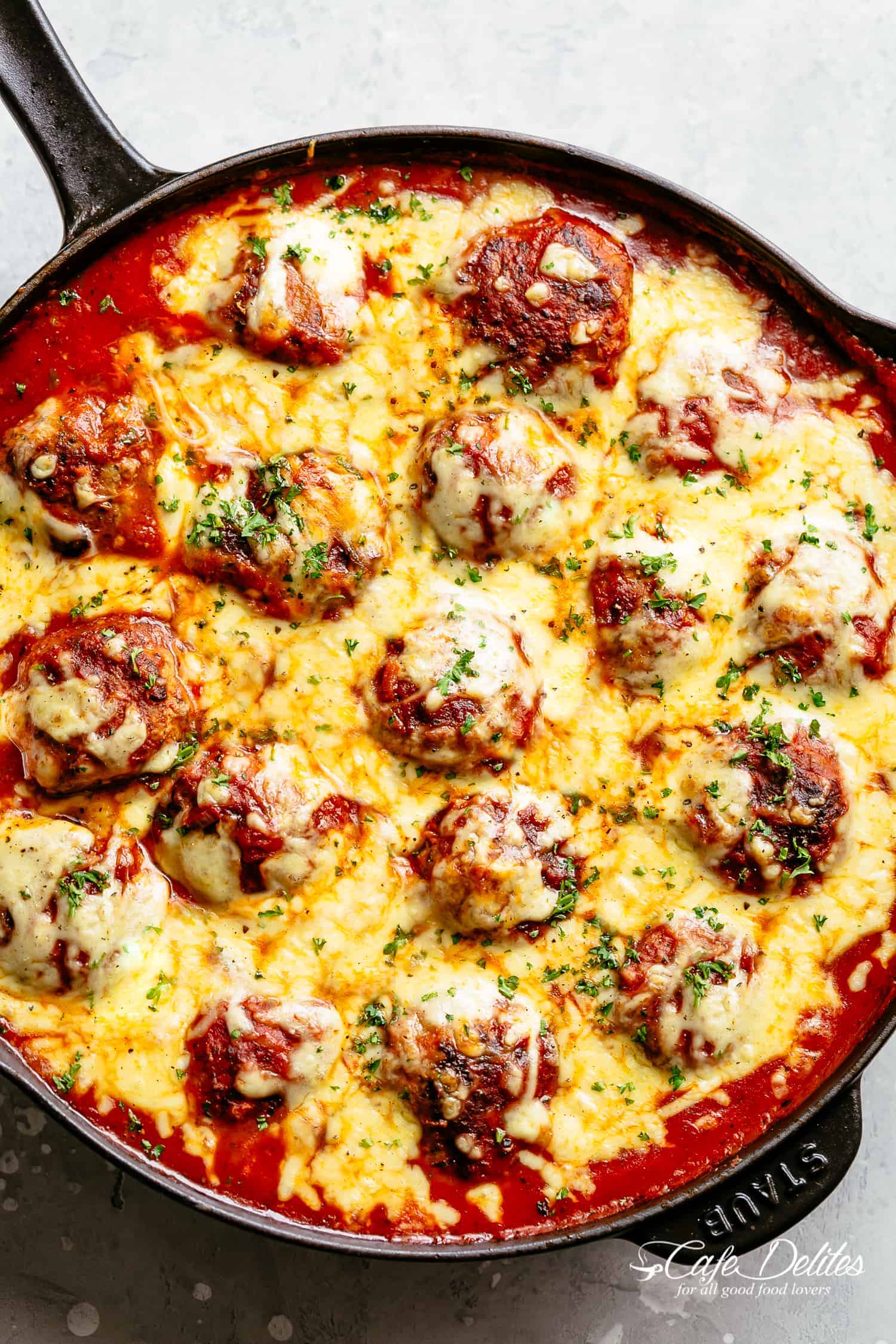 Cheese-Stuffed Keto Meatballs in Tomato Basil Sauce