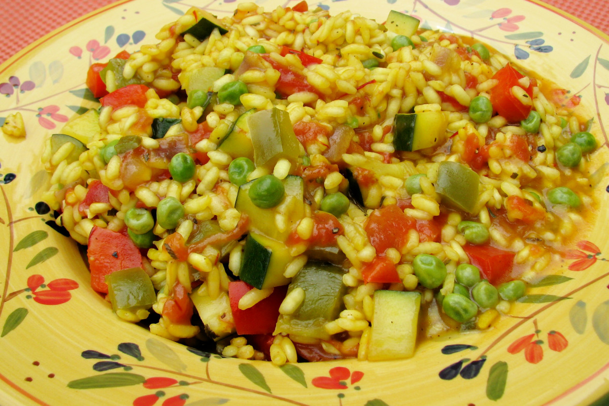 Saffron-Infused Spanish Rice with Chorizo and Peas