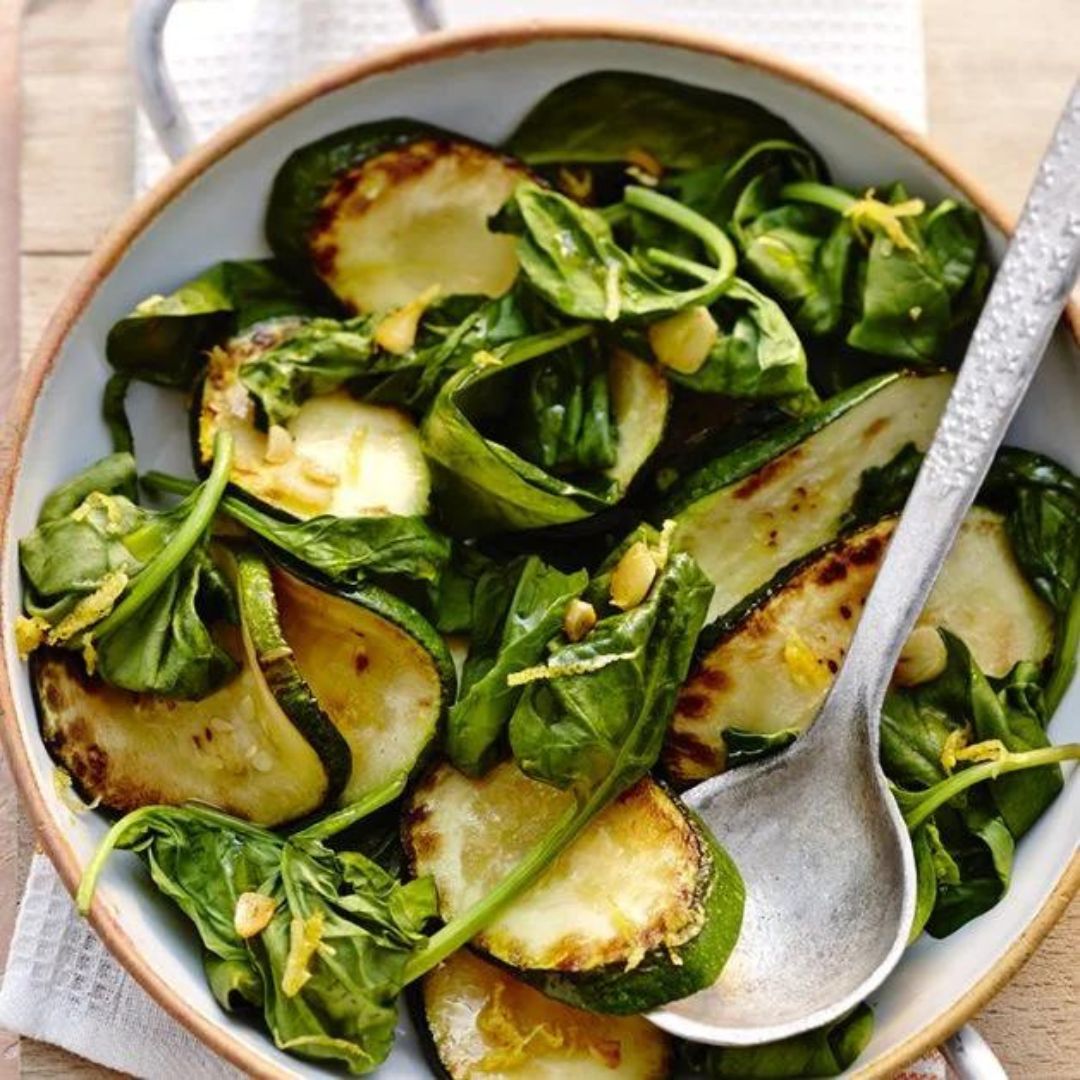 Spinach and Feta Zucchini Noodle Stir Fry