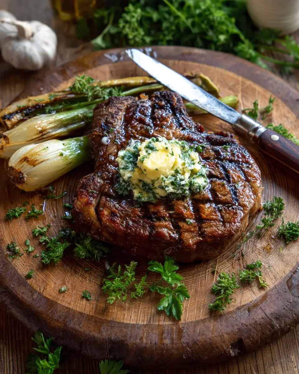 Charcoal-Grilled Garlic Butter Ribeye Steak