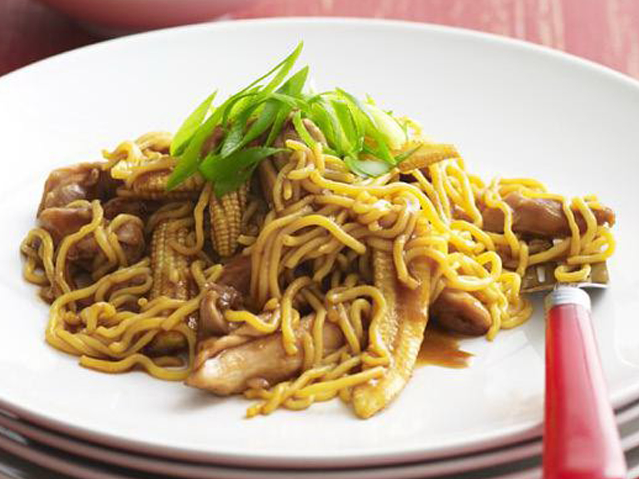 Stir-Fried Egg Noodles with Chicken and Bean Sprouts