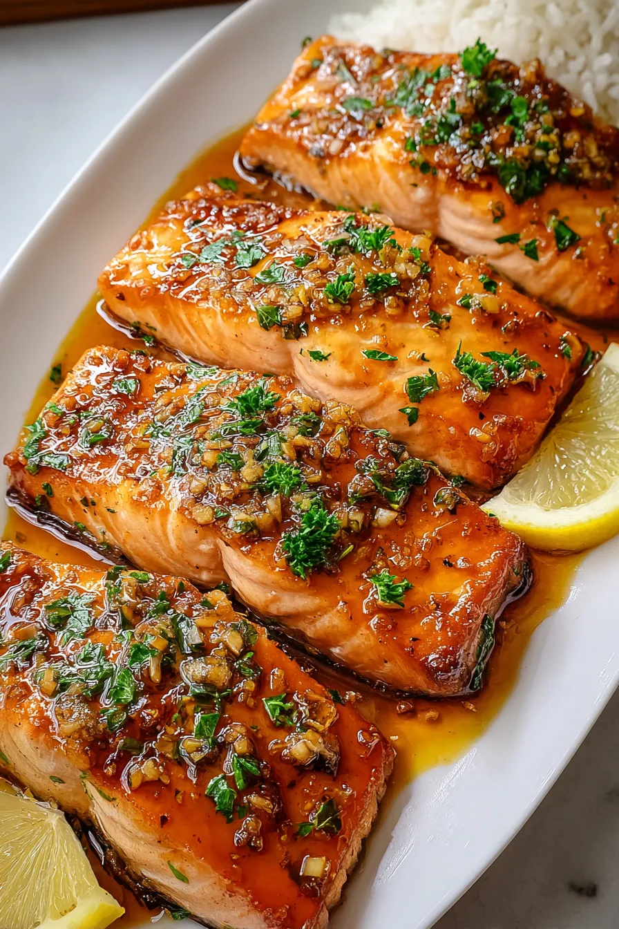 Lemon-Honey Glazed Salmon with Garlic and Dill