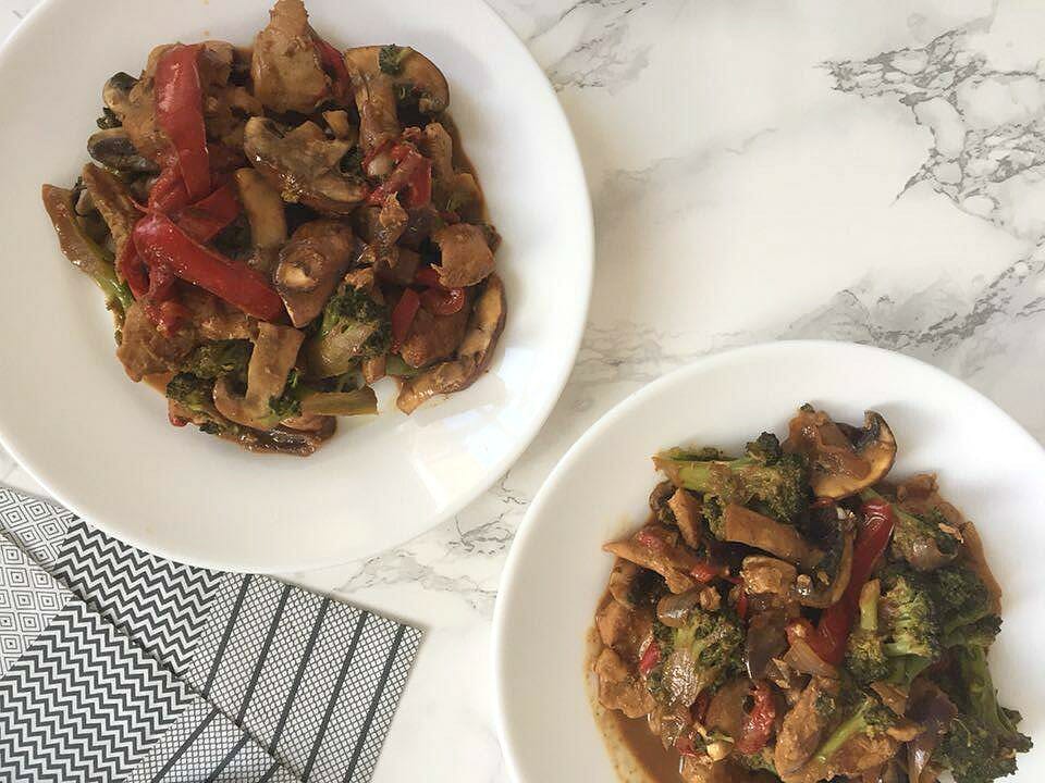 Spiced Chicken Stir-Fry with Cashew-Free Almond Butter Sauce