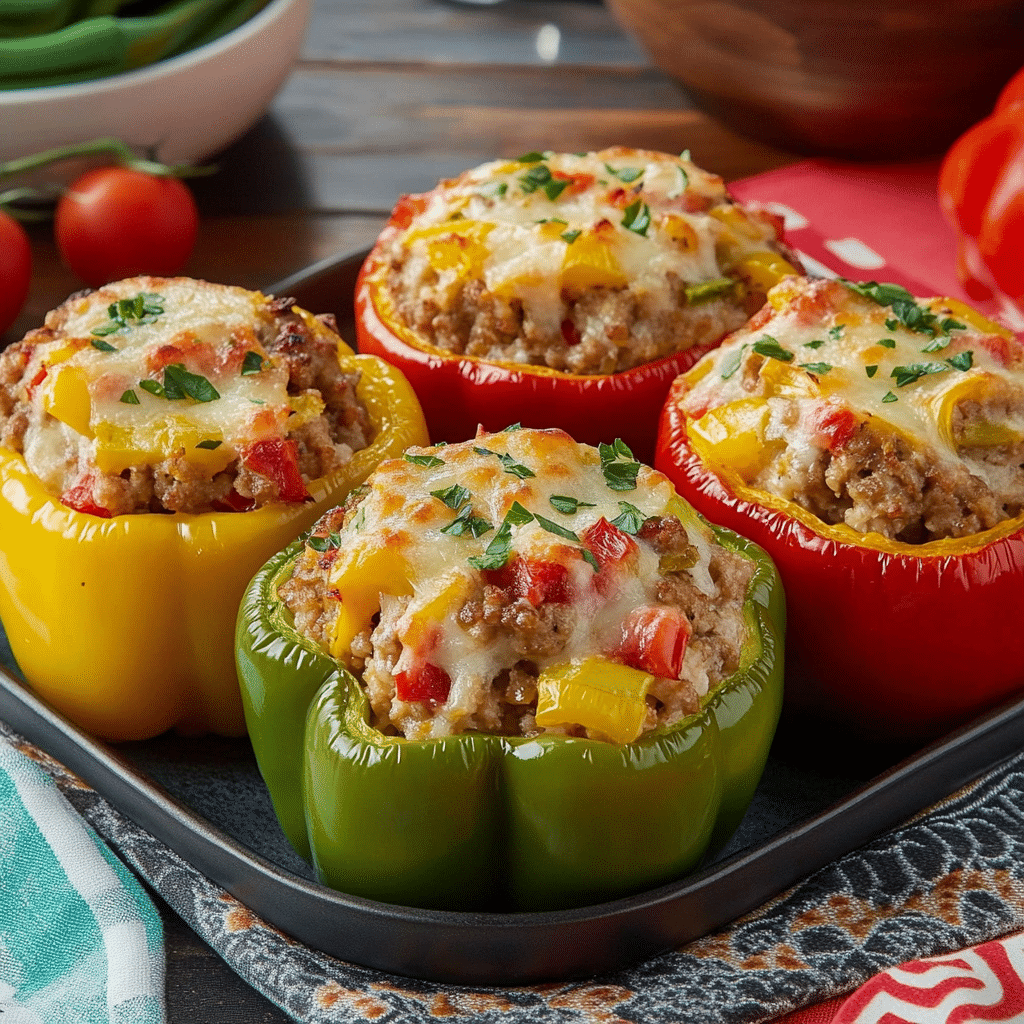 Cornbread-Stuffed Bell Peppers with Sage and Cheddar