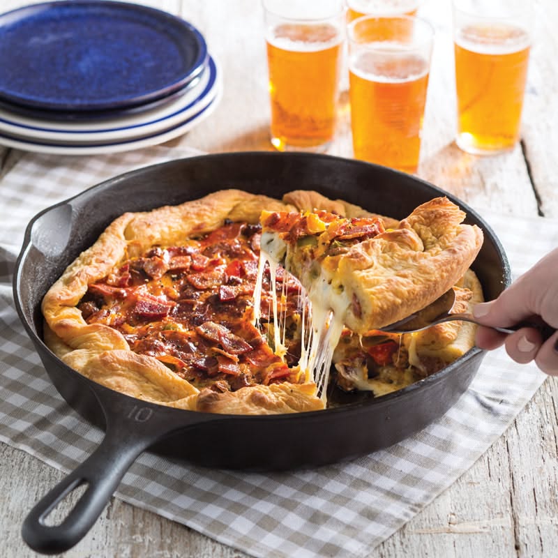 Loaded Meat Lover’s Deep Dish Pizza with Sausage and Bacon