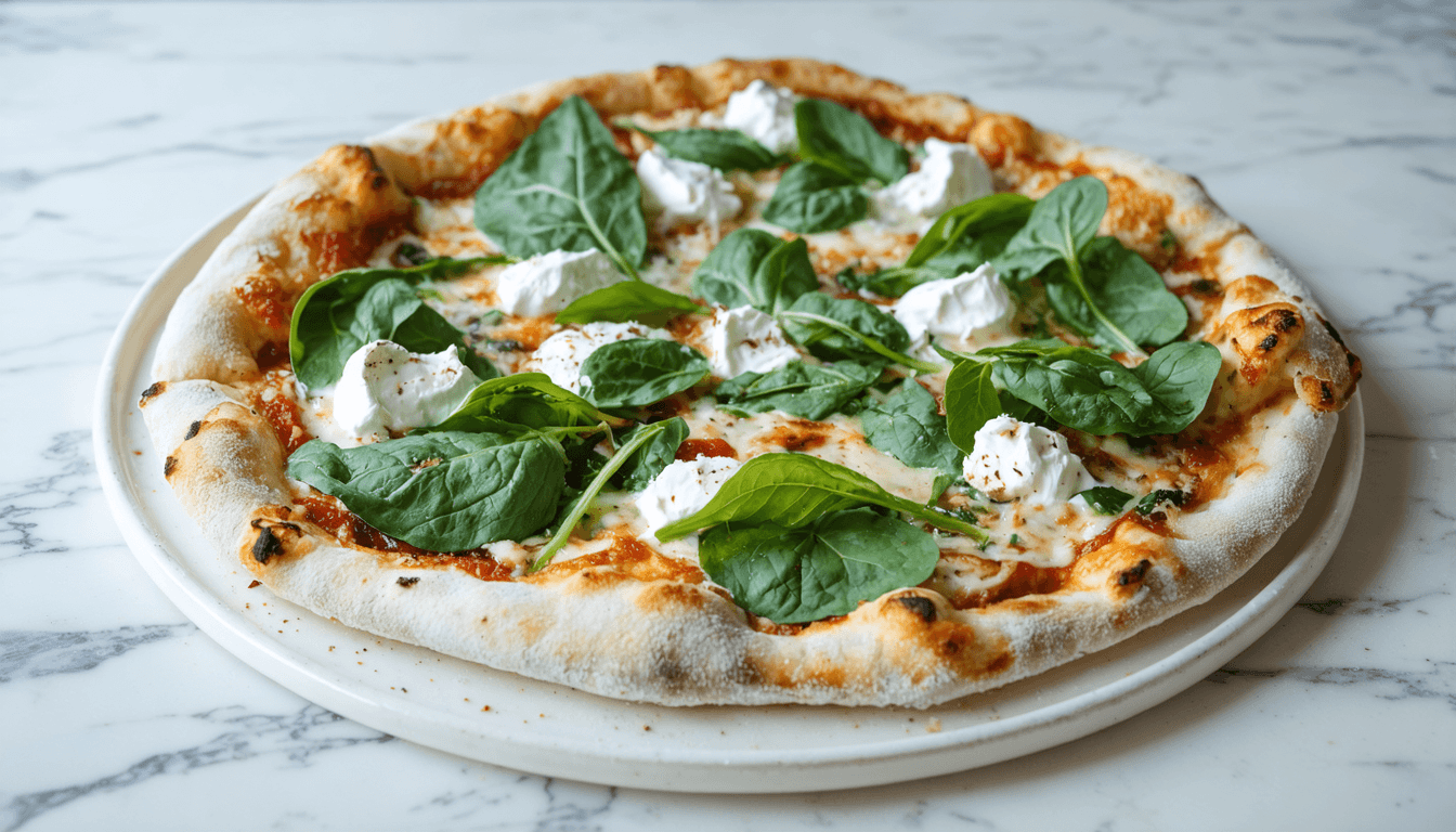 Vegetarian White Pizza with Spinach and Ricotta