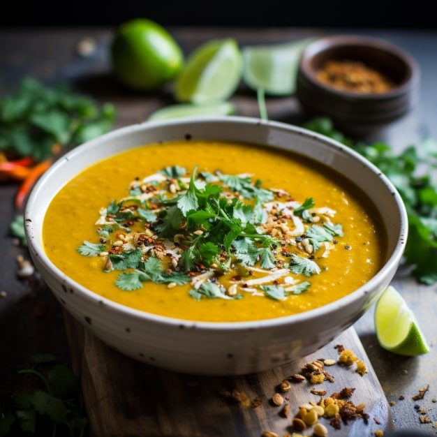One-Pot Coconut Curry Lentil Soup with Spinach