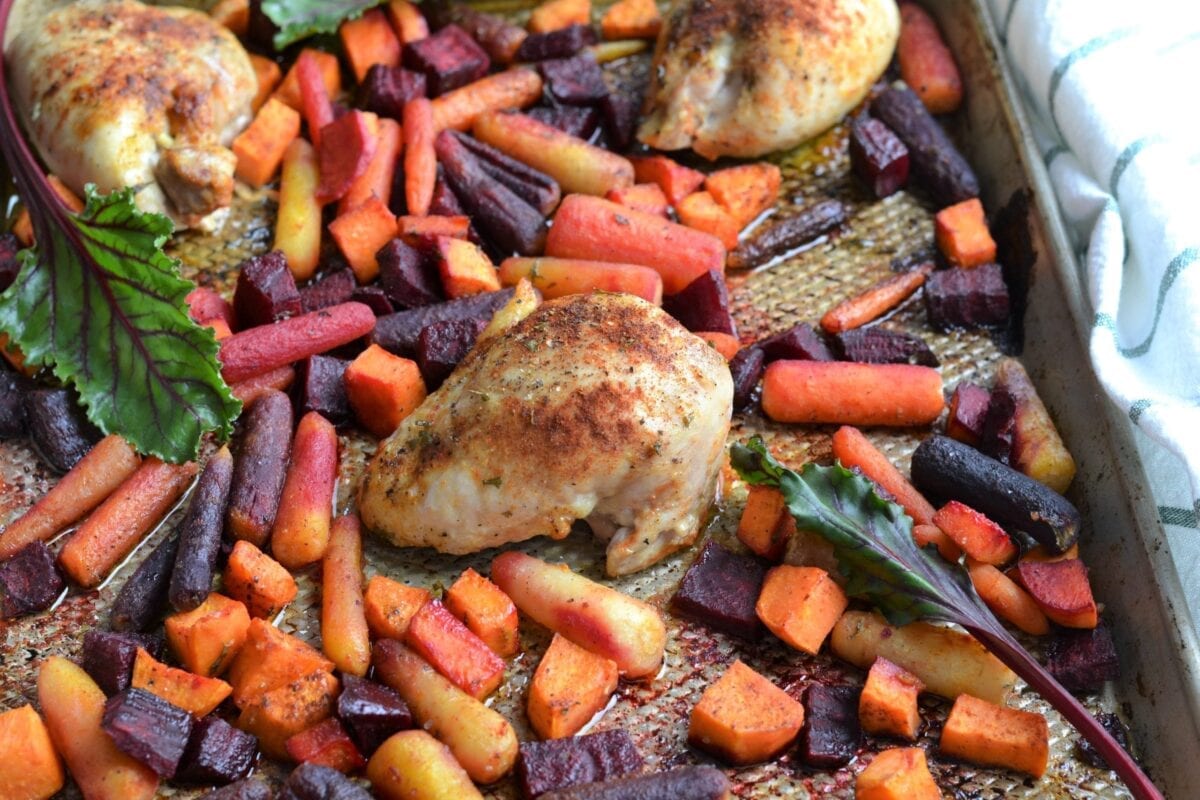 Sheet Pan Roasted Pulaski Highway Chicken with Root Vegetables