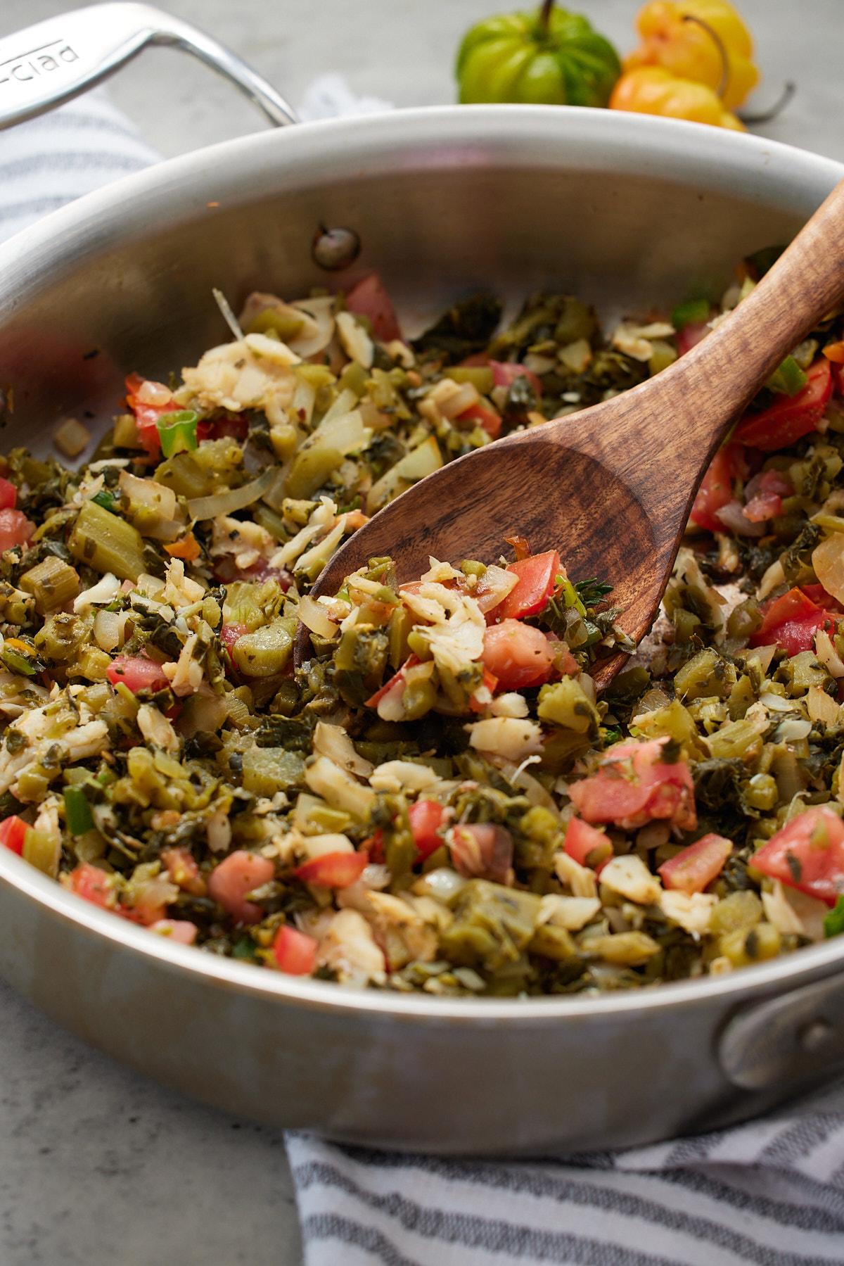 Callaloo and Saltfish Steamed Rice Bowl