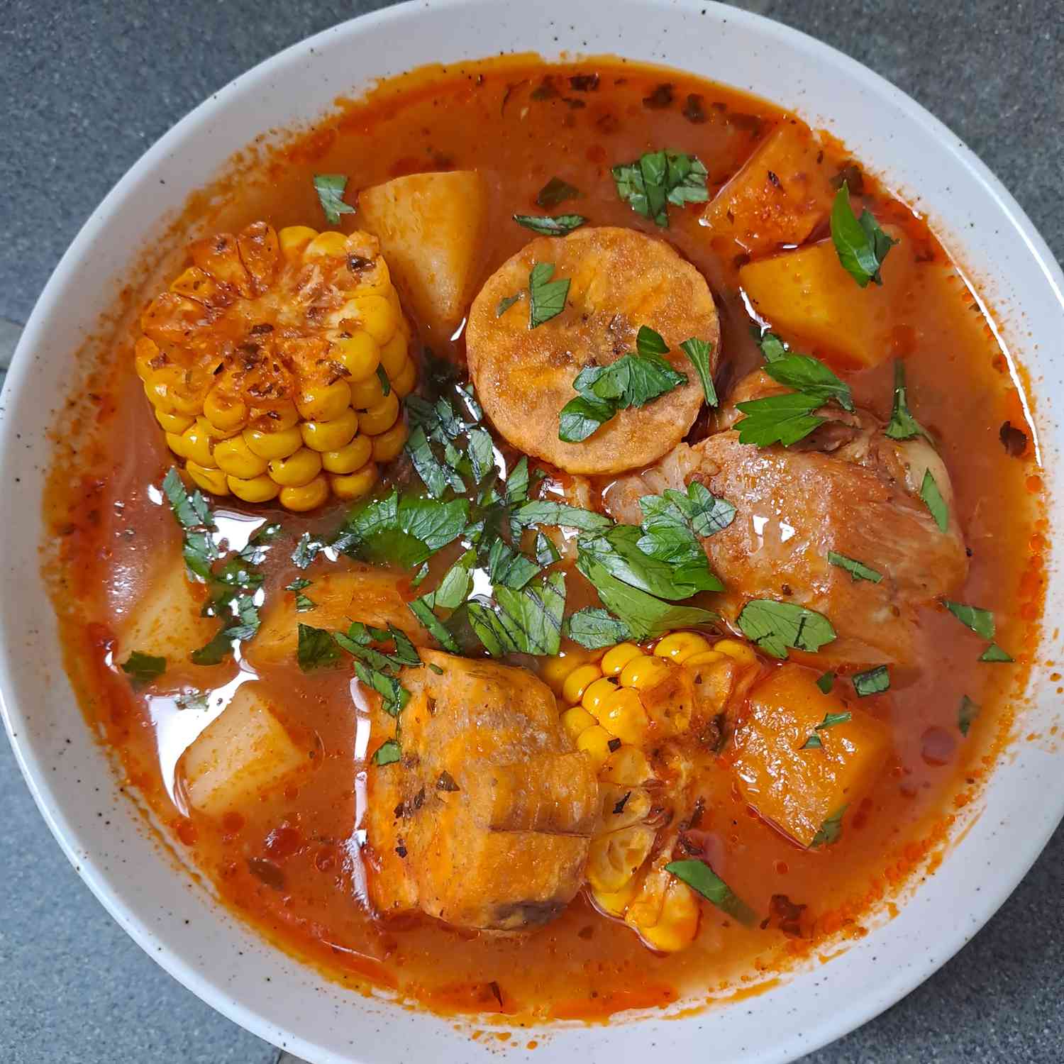 Puerto Rican Vegetable Soup with Plantain Stew