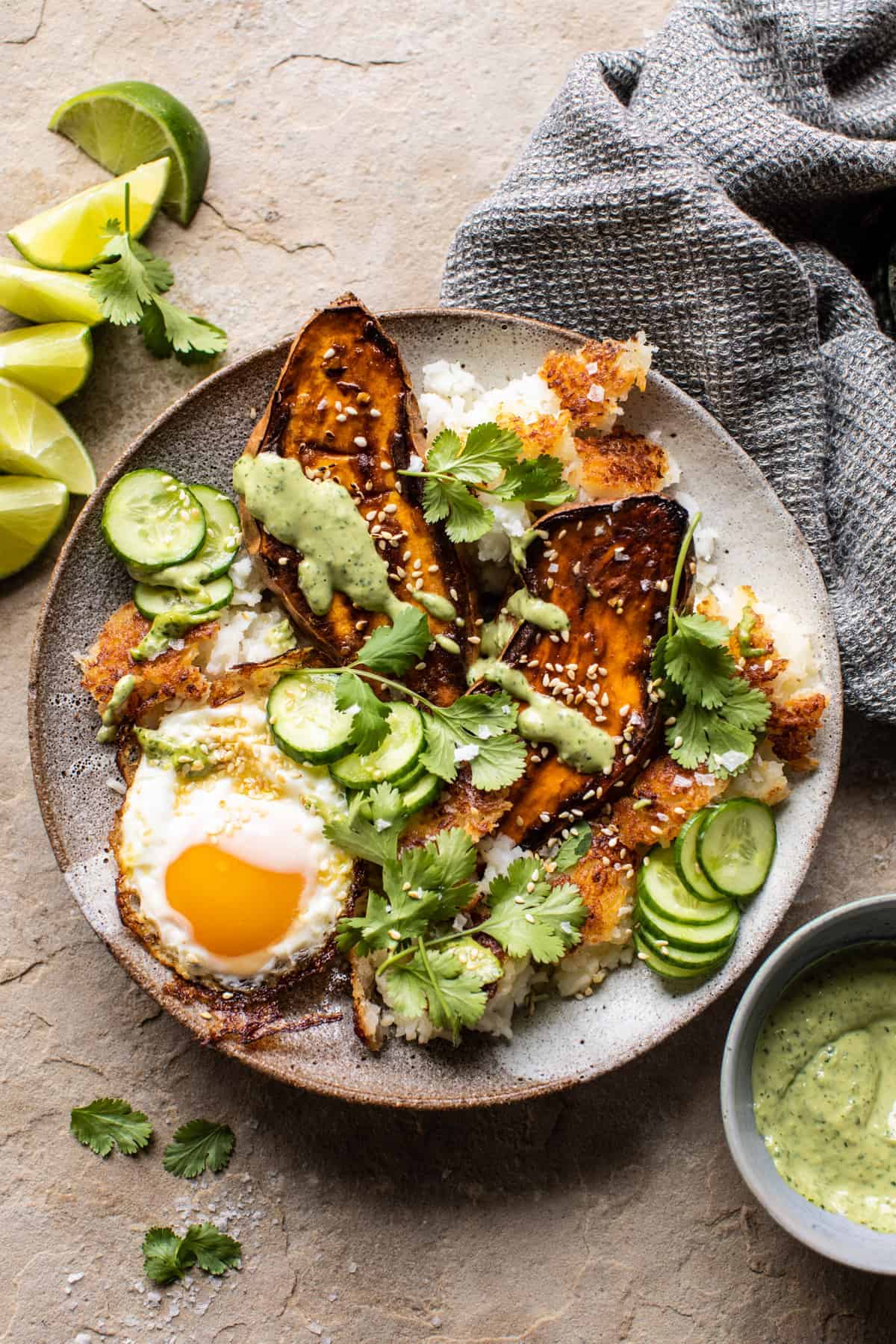 Spiced Pineapple and Coconut Rice Bowl with Roasted Sweet Potatoes