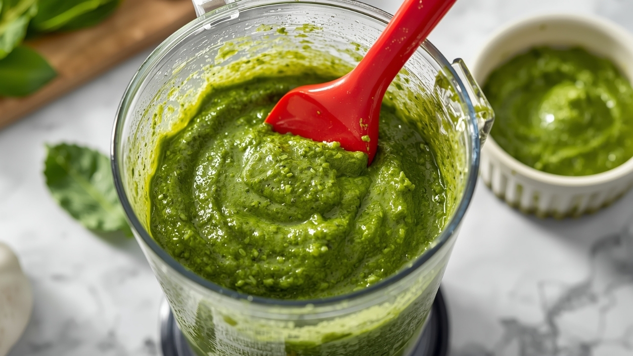 Lemon-Garlic Pesto Pasta with Spinach and Parmesan