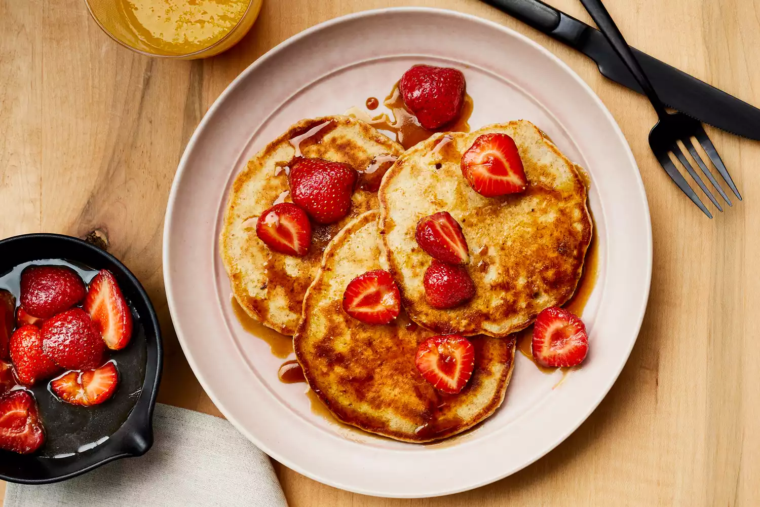 Stovetop Sourdough Pancakes with Cinnamon and Maple Syrup