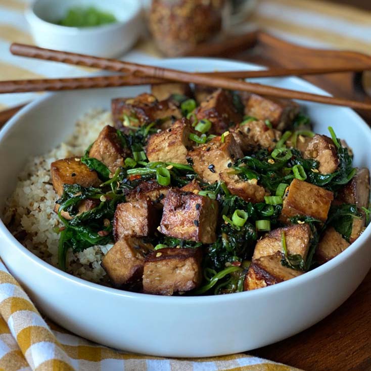 Sautéed Garlic Spinach and Tofu Stir Fry