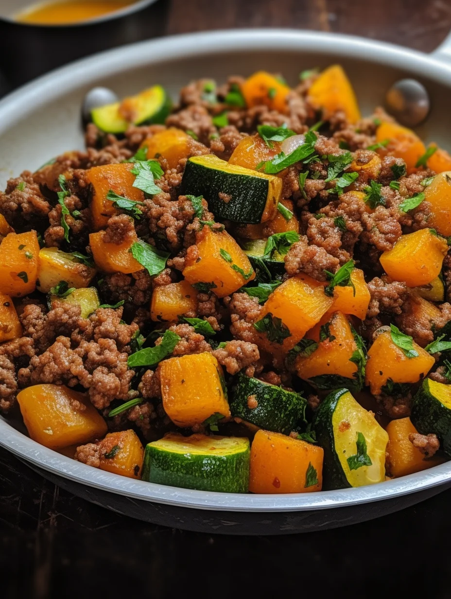 One-Pan Ground Beef Skillet with Zucchini and Sweet Potato