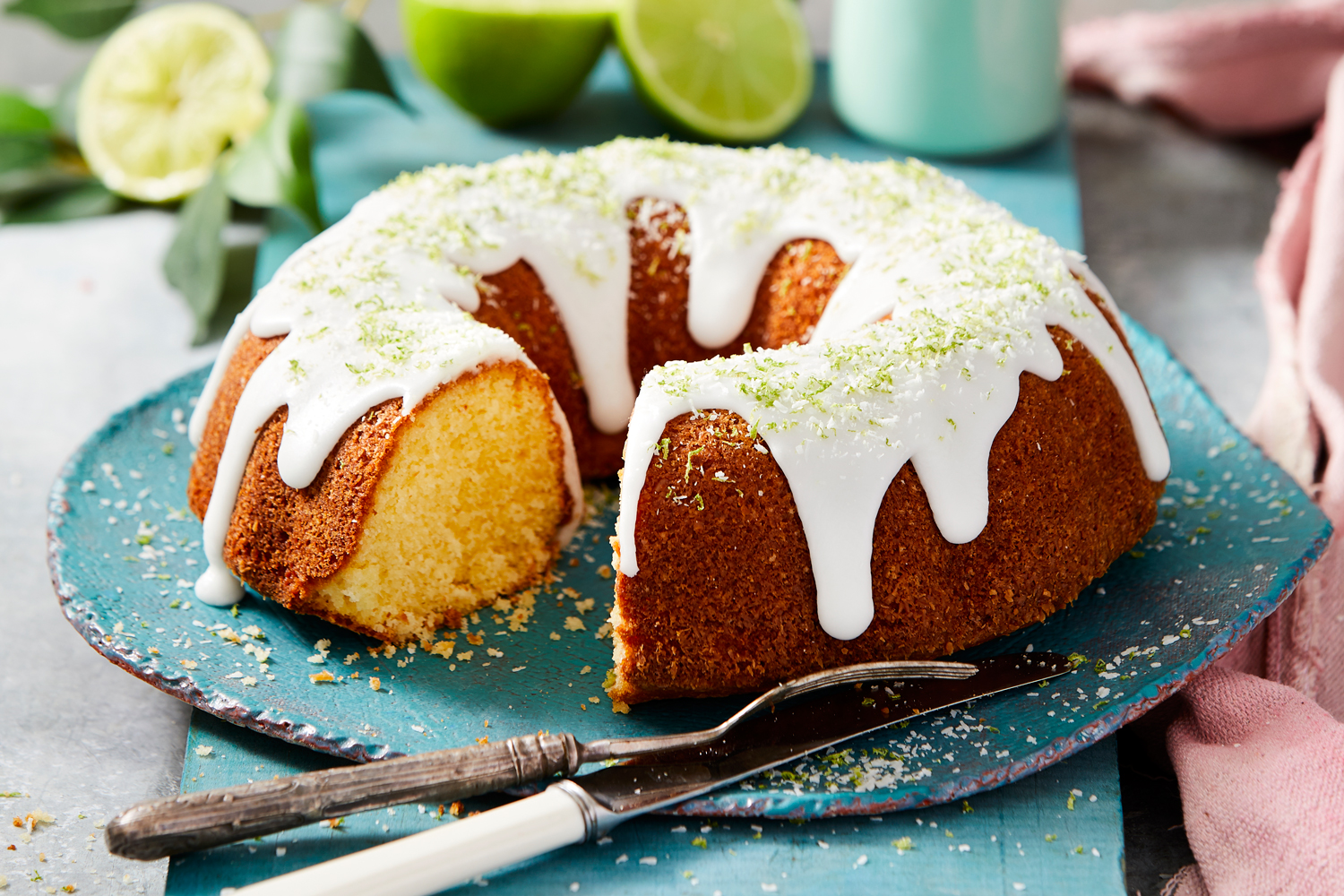 Coconut Lime Sponge Cake with Tiki Decor