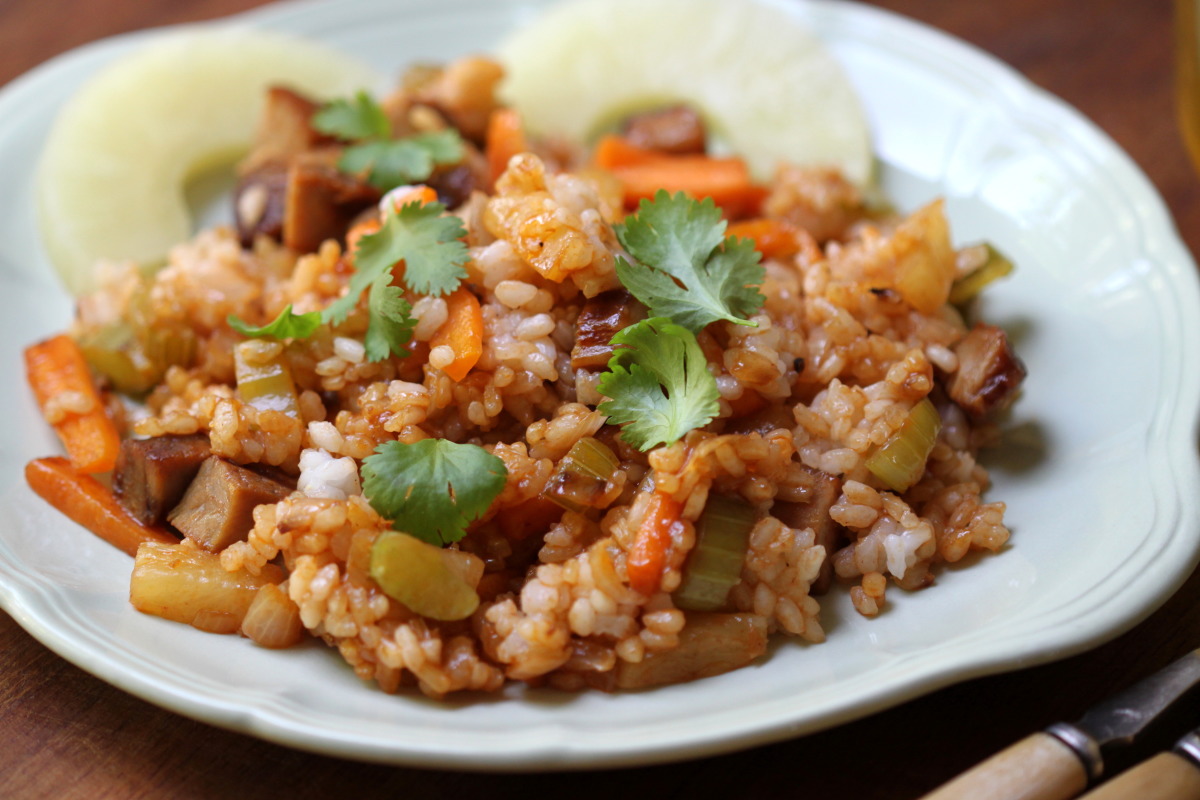 Spiced Rum-Glazed Pork Tenderloin with Caribbean Rice Pilaf