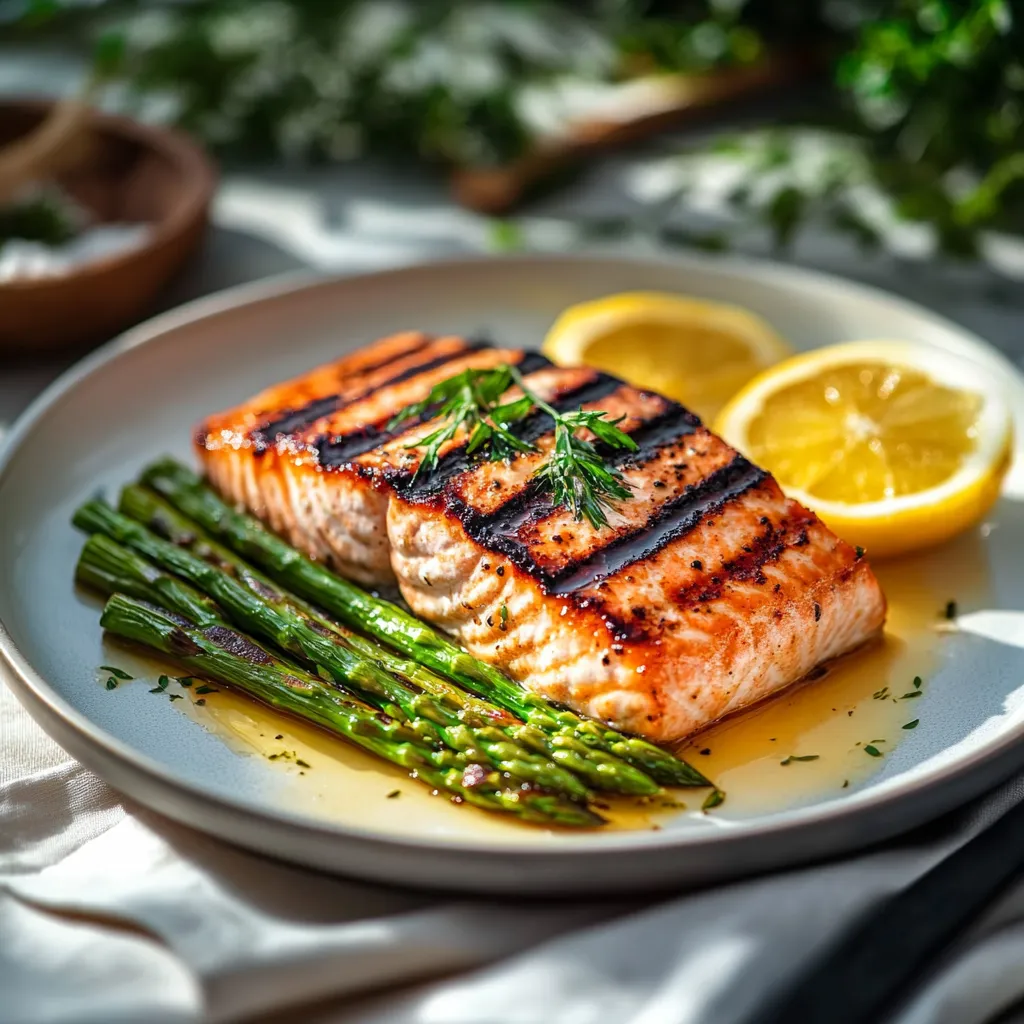 Grilled Lemon-Dill Salmon with Spring Asparagus