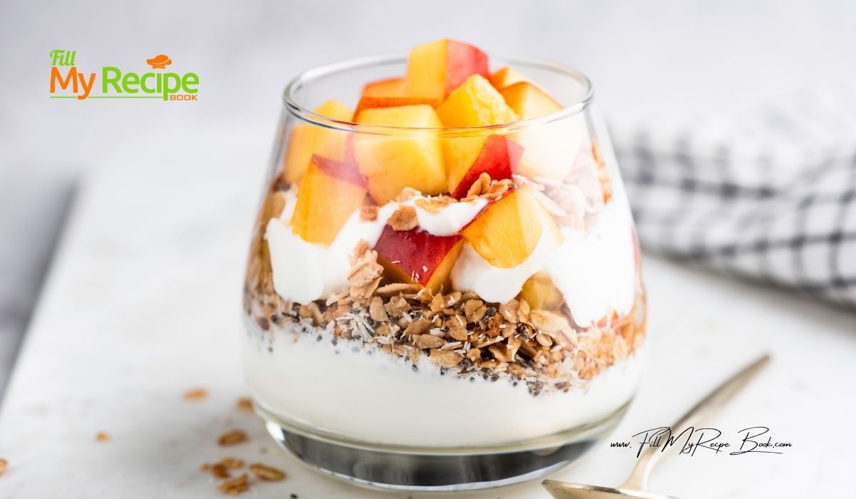 No-Bake Greek Yogurt and Cottage Cheese Peach Parfait