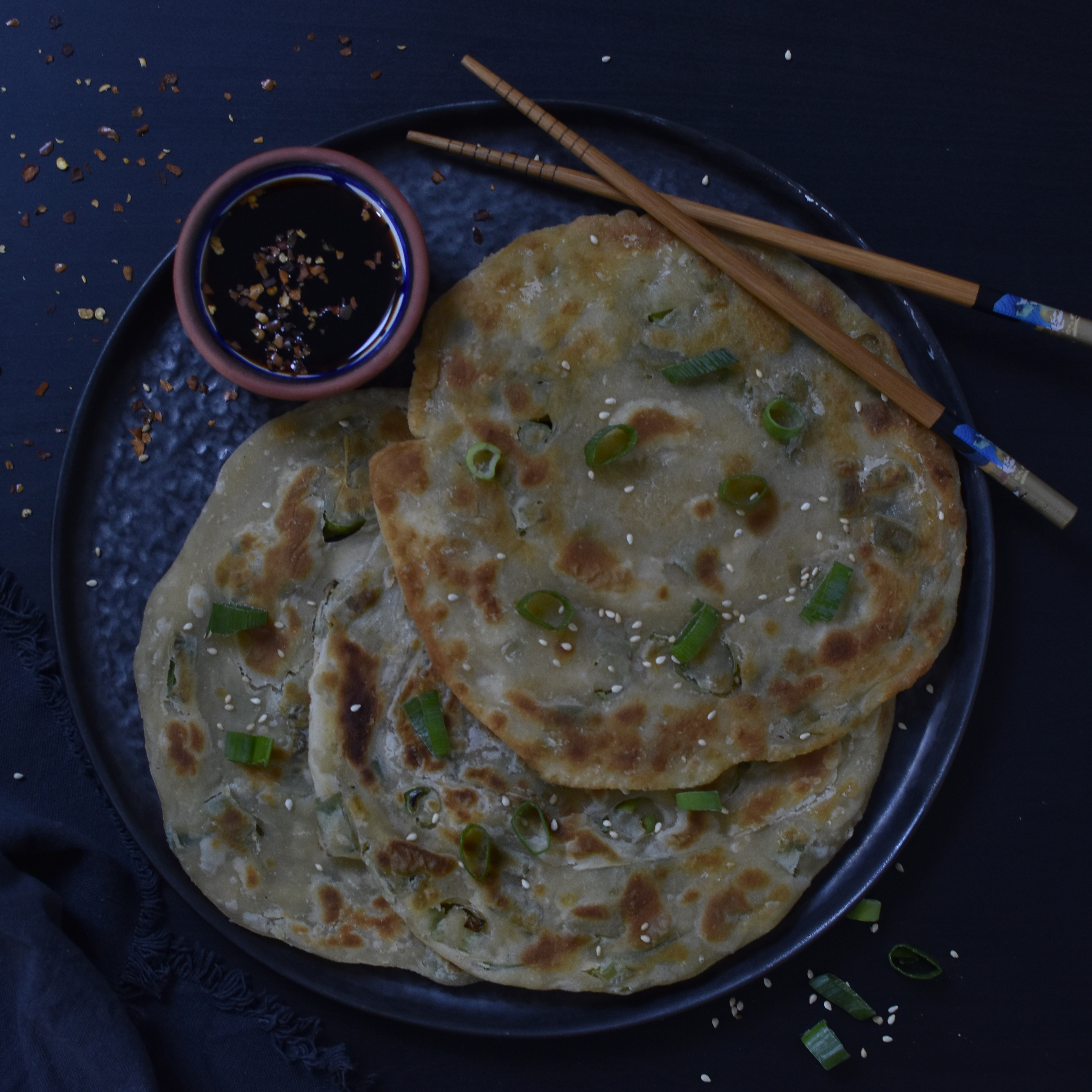 Authentic Chinese Scallion Pancakes with Crispy Edges