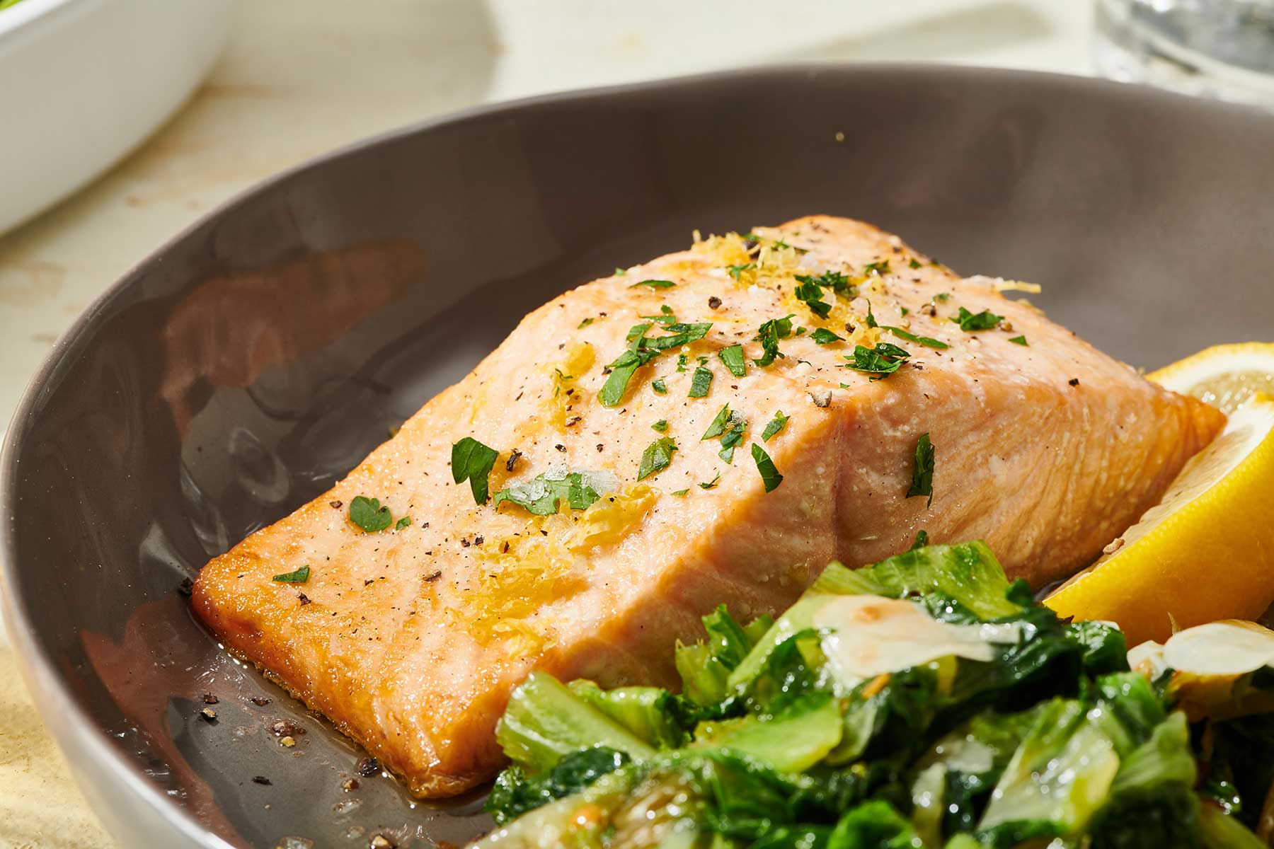 One Pot Salmon and Veggies with Lemon-Dill Butter Sauce