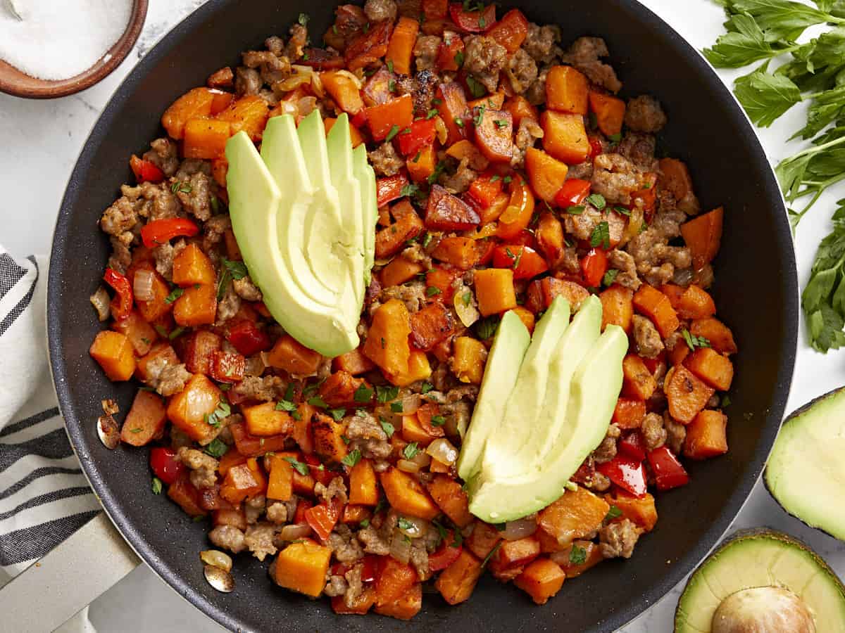 Egg-Free Sweet Potato Hash with Bell Peppers and Spinach