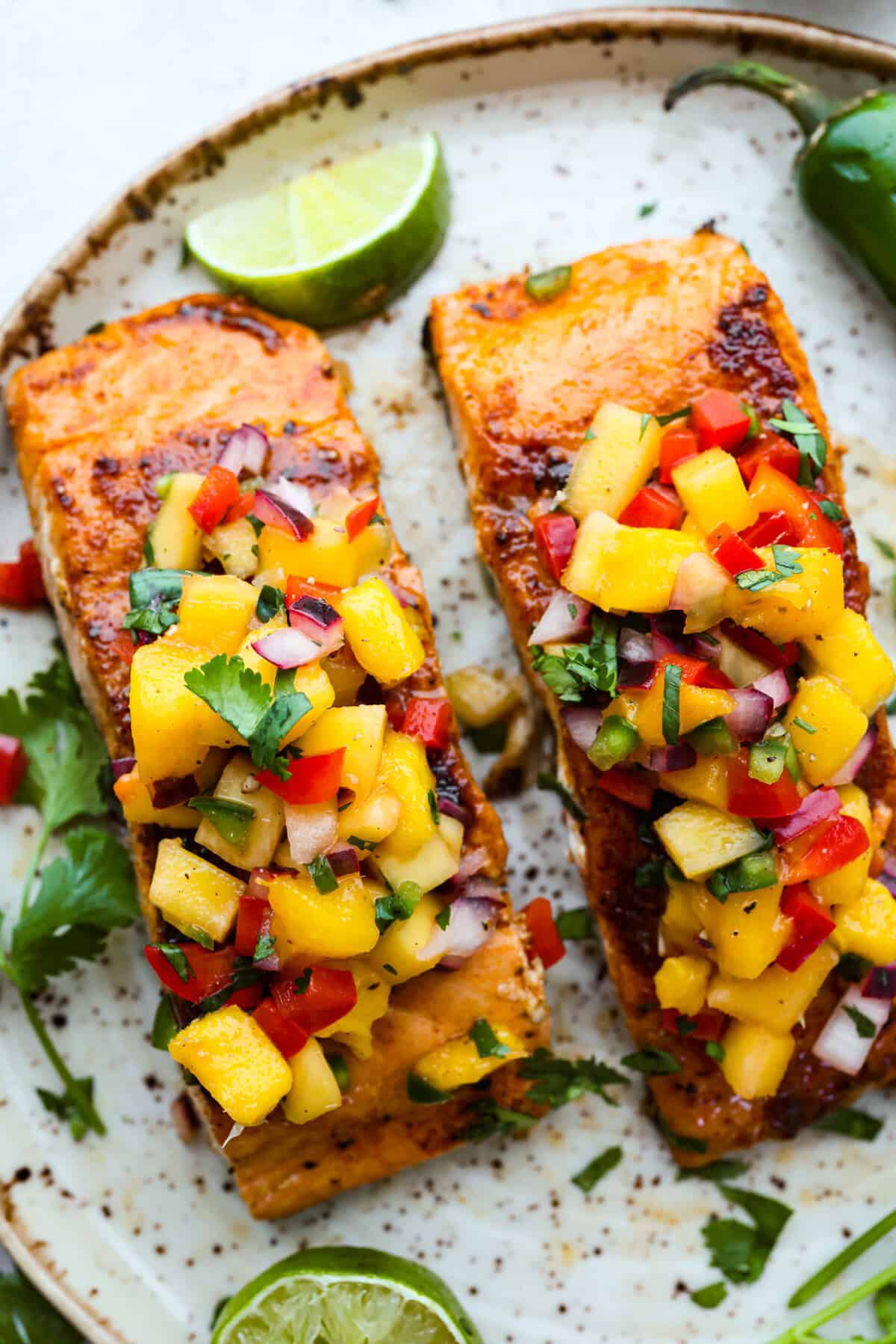 Pan-Seared Salmon with Spicy Mango Salsa