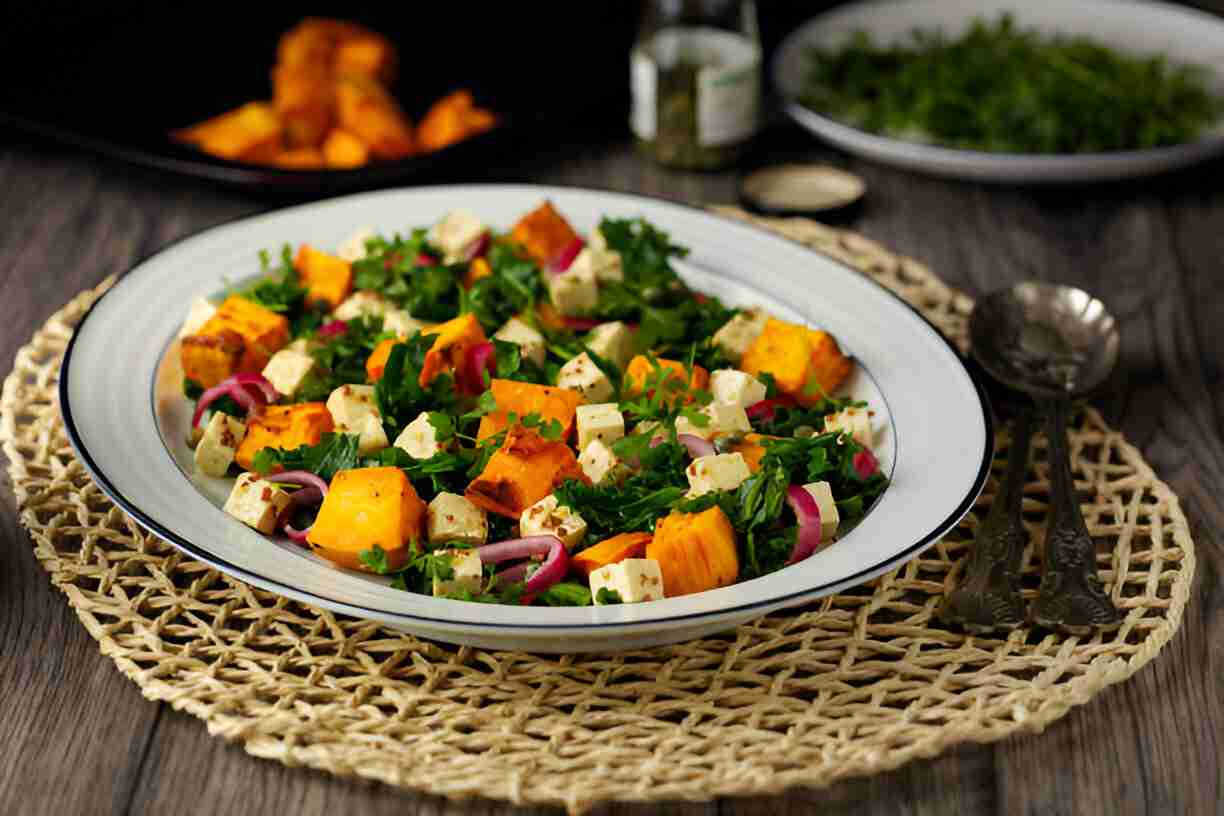 Maple-Spiced Roasted Sweet Potato and Kale Salad