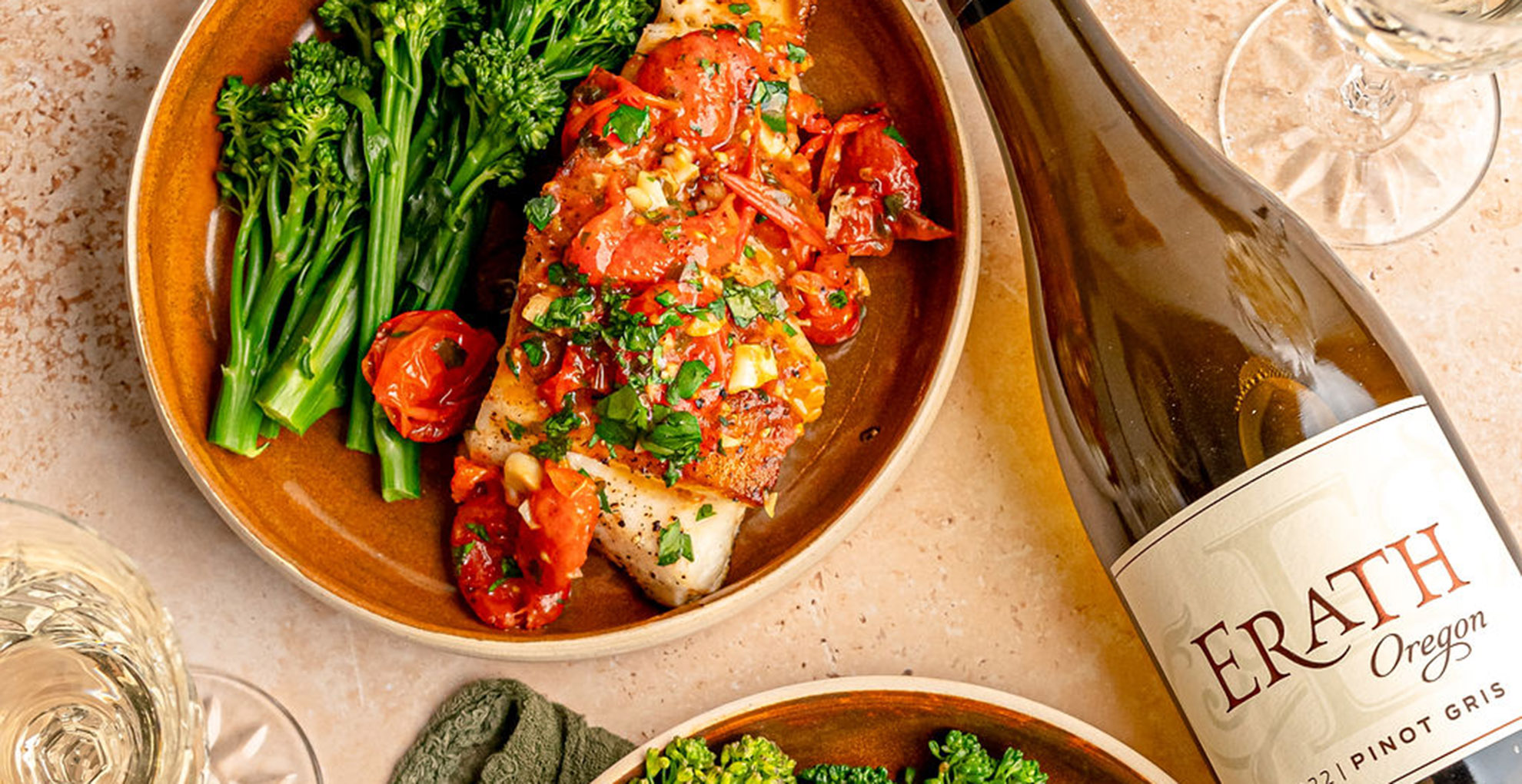 Pan-Roasted Sea Bass with White Wine and Cherry Tomato Sauce
