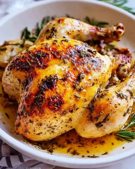 Homemade Herb-Rubbed Roast Chicken with Garlic Butter