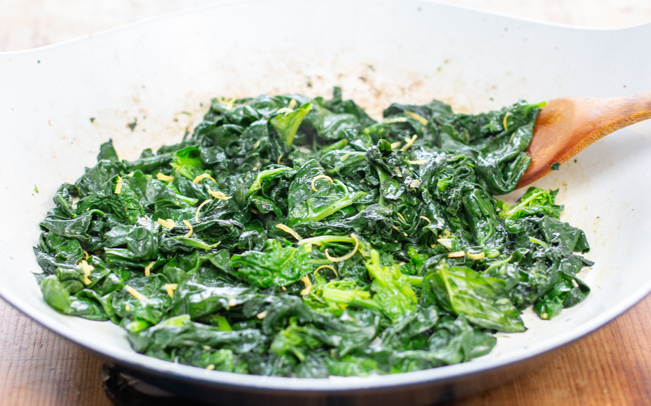 Sautéed Garlic Spinach with Lemon and Toasted Pine Nuts
