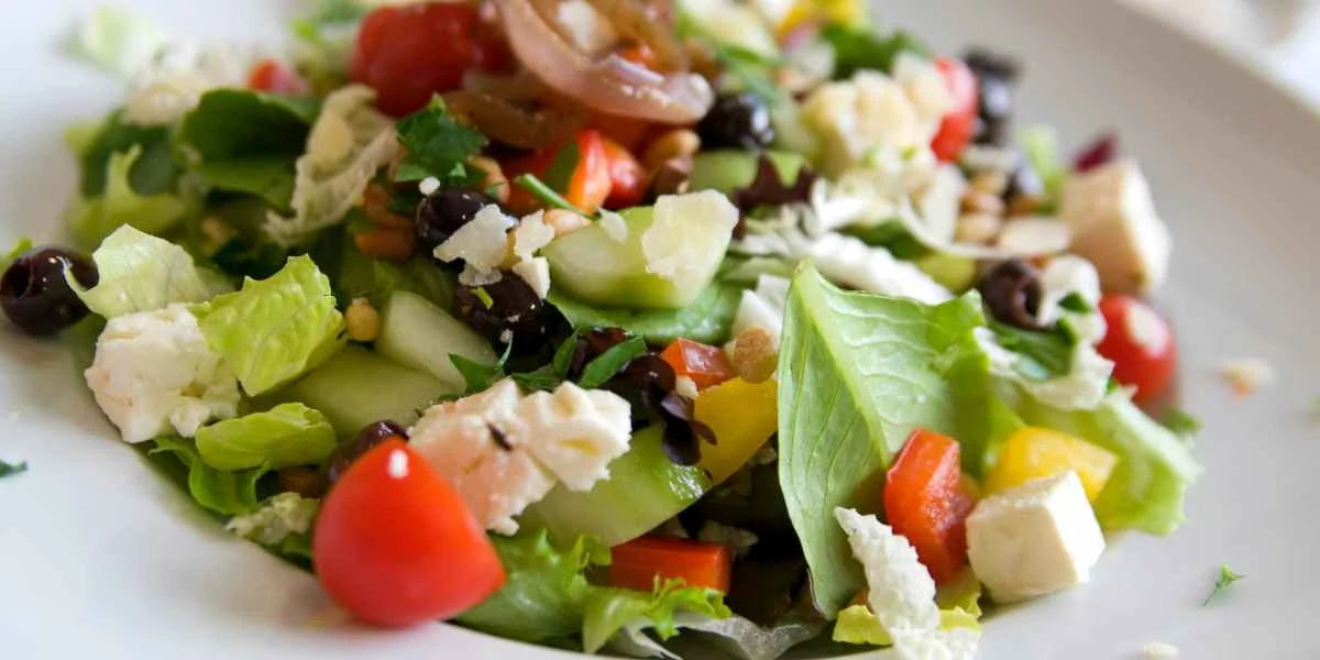 Mediterranean Salad Bar Bowl with Lemon-Oregano Dressing