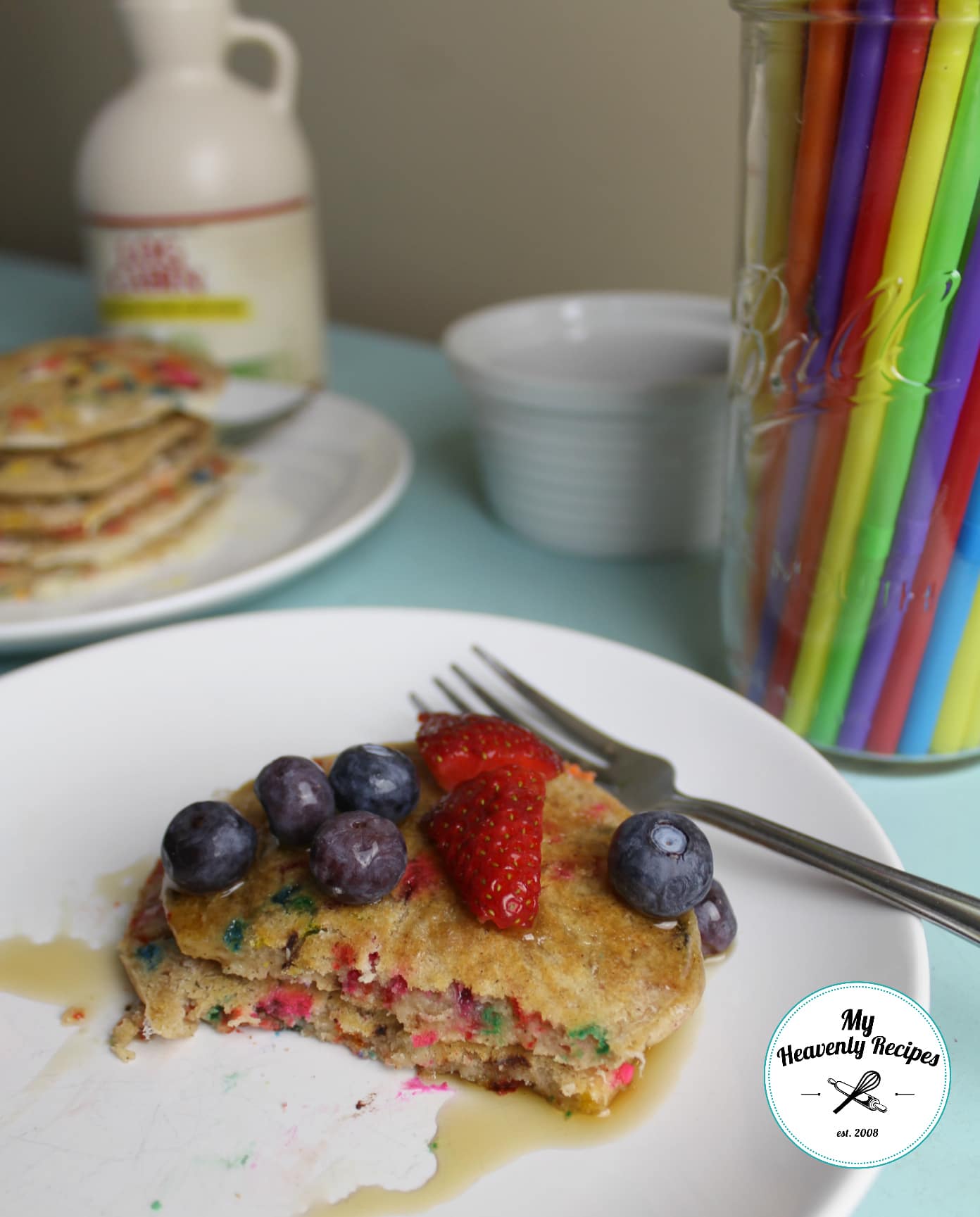 Pop Rock-Inspired Funfetti Pancakes with Vanilla Glaze