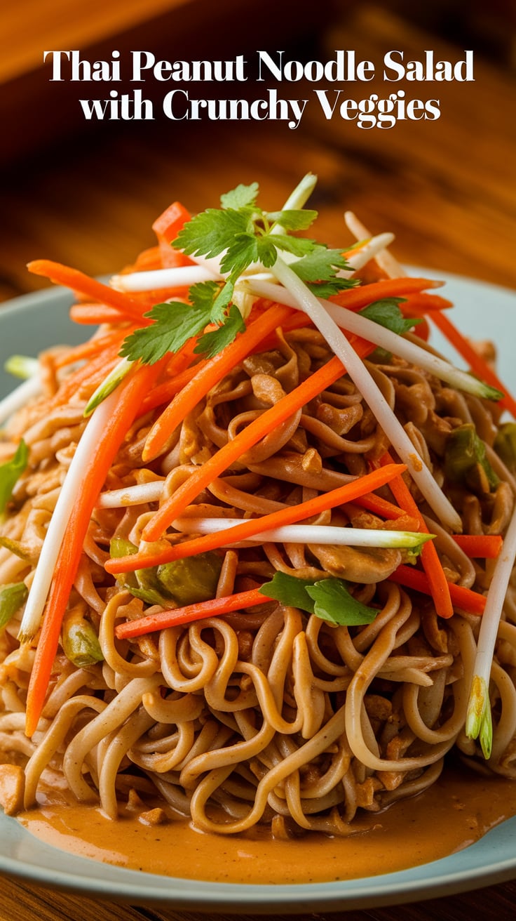 Vegan Thai Peanut Noodle Salad with Crunchy Vegetables