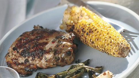 Grilled Citrus-Marinated Chicken Thighs with Charred Green Onions
