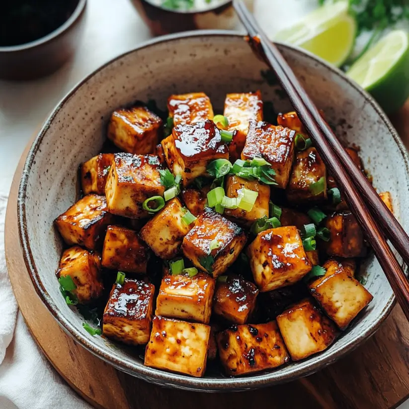 Stir-Fried Tofu with Garlic and Sesame in Soy Sauce