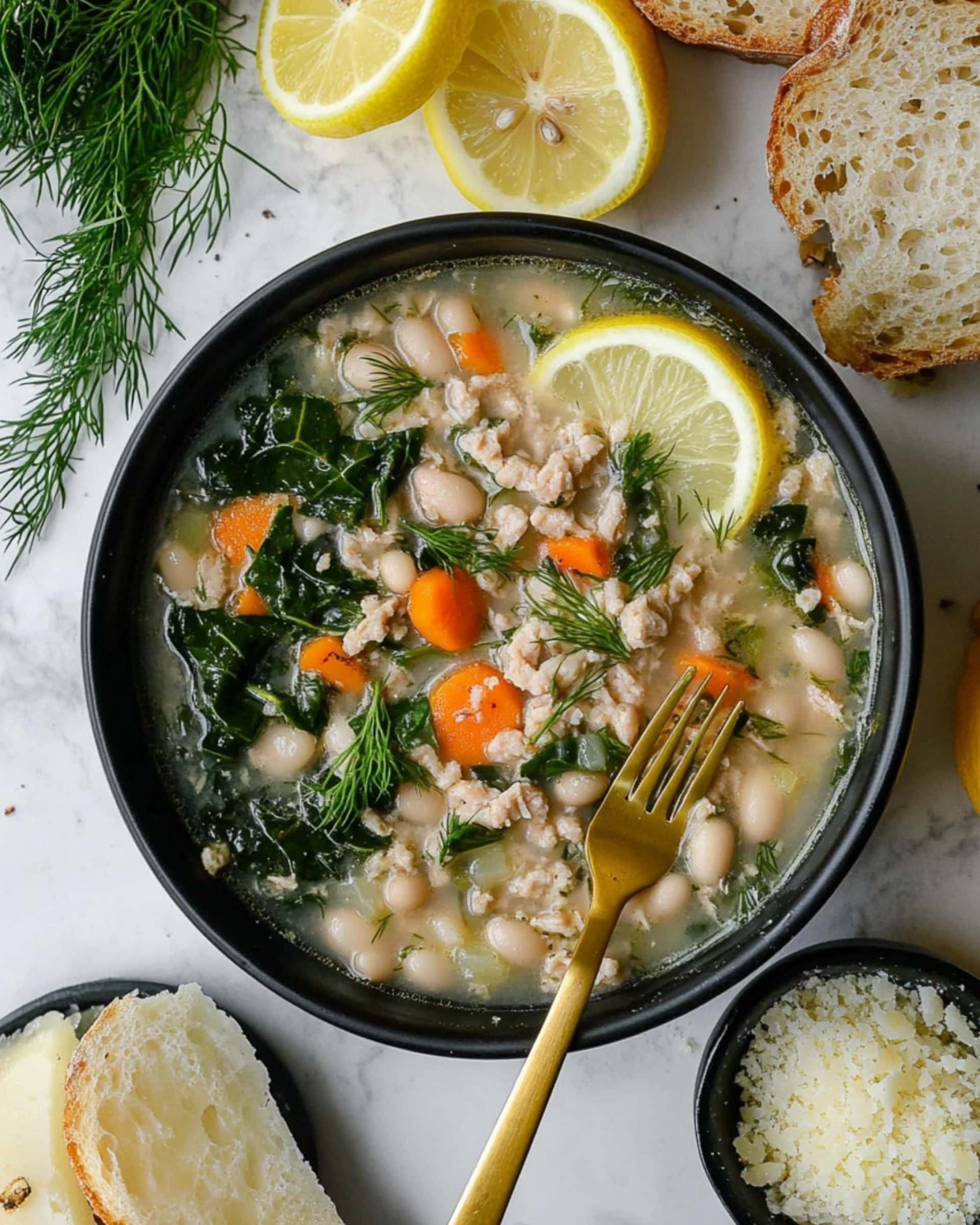 Bitter Greens & White Bean Soup with Lemon Zest