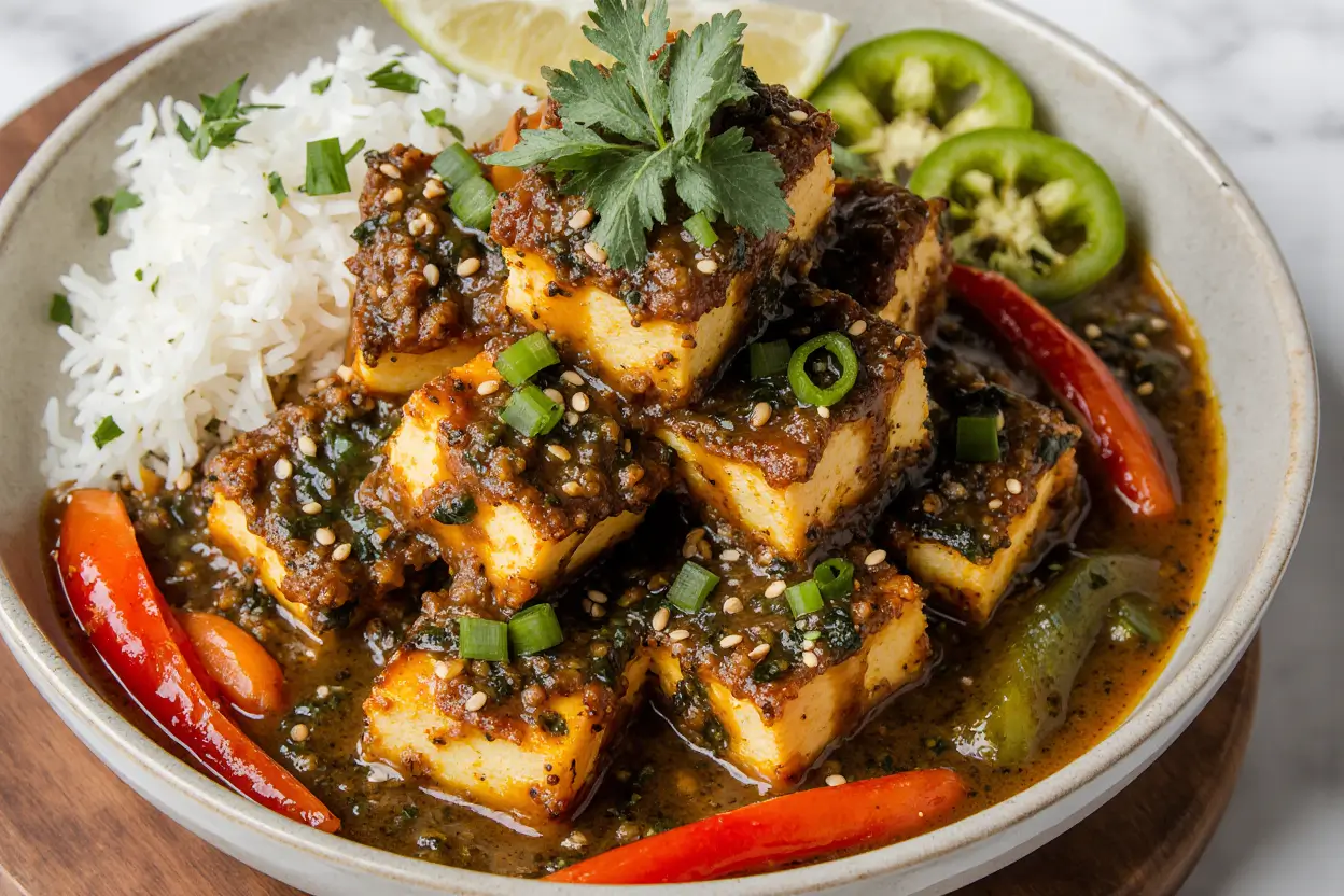 Stir-Fried Lemongrass Tofu with Bell Peppers and Thai Basil