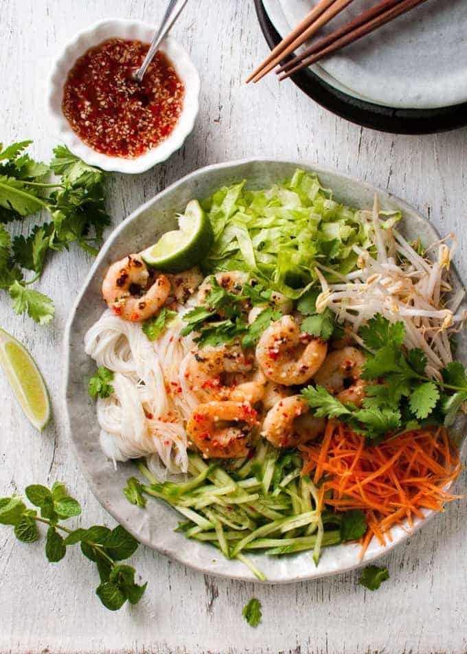 Vietnamese-Inspired Rice Noodle Salad with Fresh Herbs and Lime Dressing