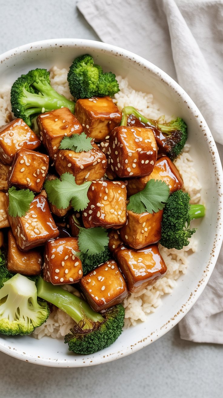Stir-Fried Tofu with Broccoli and Cashews in Garlic-Ginger Sauce