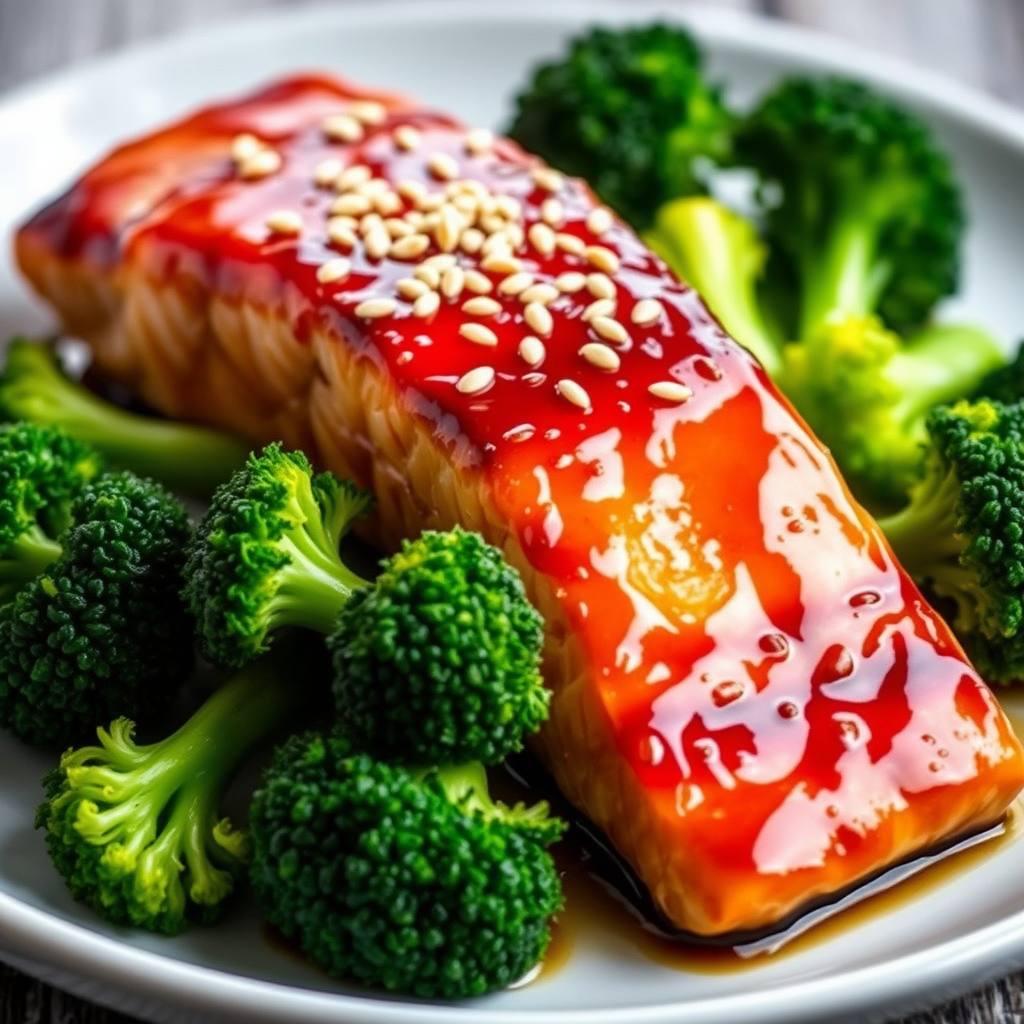 5-Minute Teriyaki Salmon with Steamed Broccoli