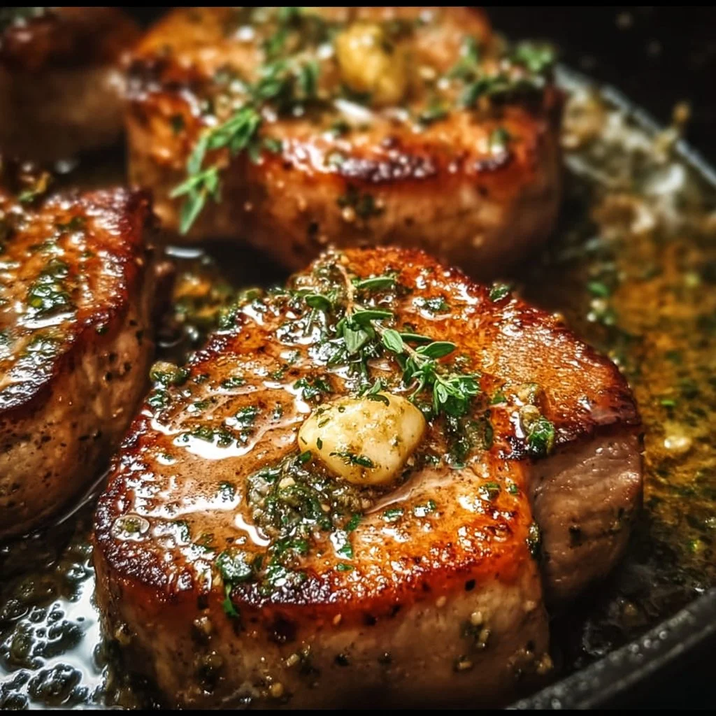 Pan-Seared Pork Chops with Garlic and Rosemary Butter