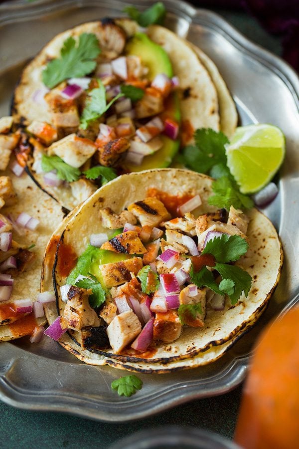 Grilled Chicken Street Tacos with Cilantro-Lime Slaw