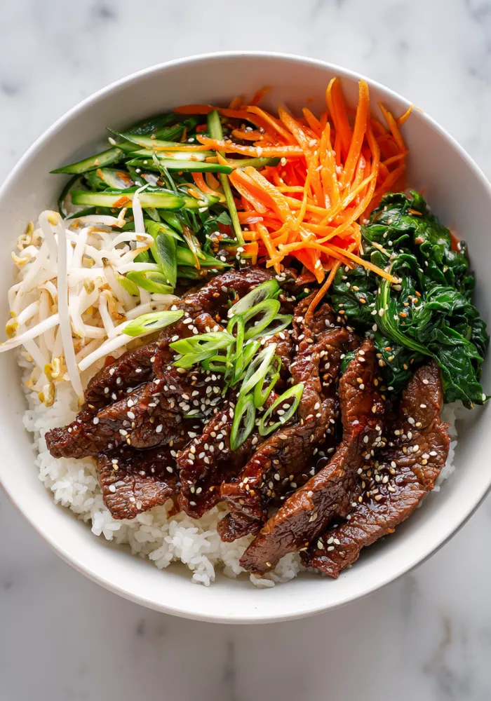 Pan-Seared Korean Beef Bulgogi with Sesame Scallion Rice