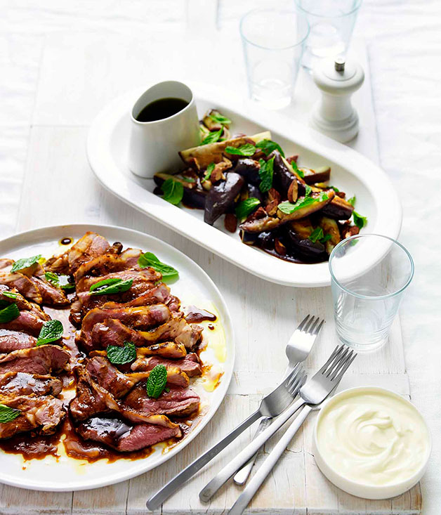 Ethnically Diverse Spice-Rubbed Lamb with Roasted Eggplant