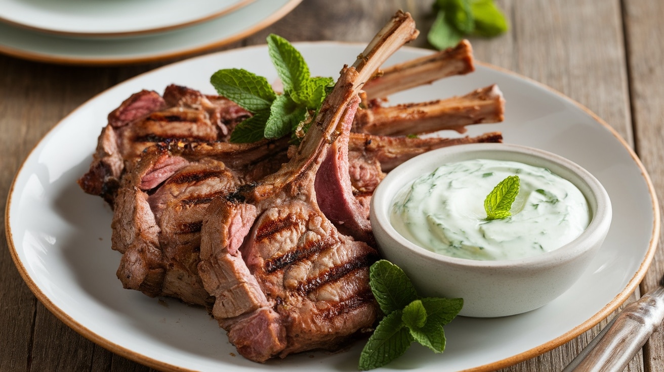 Grilled Berbere-Spiced Lamb Chops with Yogurt Sauce