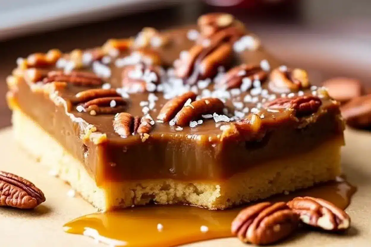 Texan Pecan Pie Bars with Bourbon Glaze