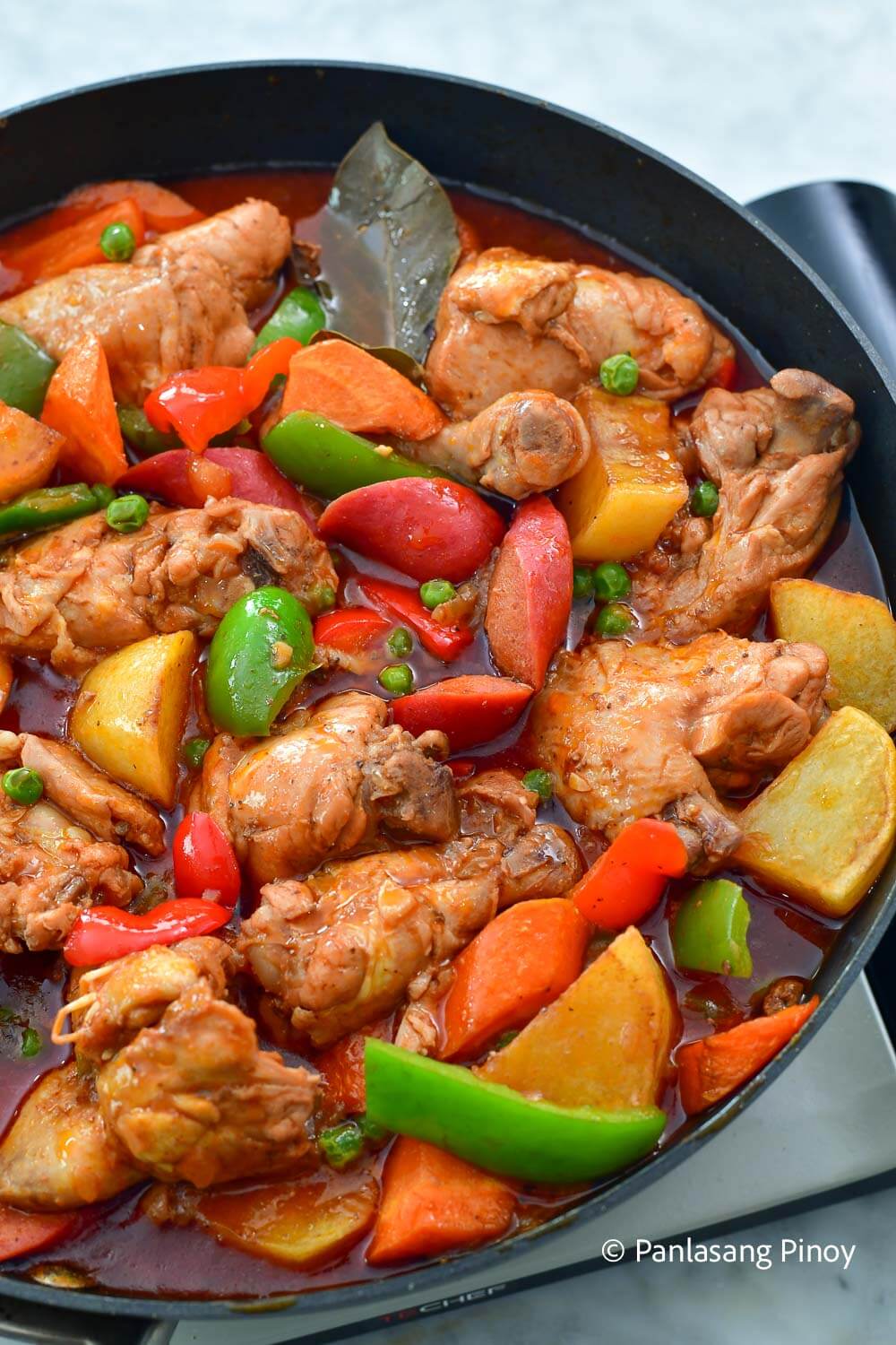 Sweet and Tangy Filipino Chicken Afritada with Potatoes