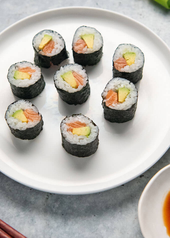 Hand-Rolled Salmon Avocado Sushi Cones