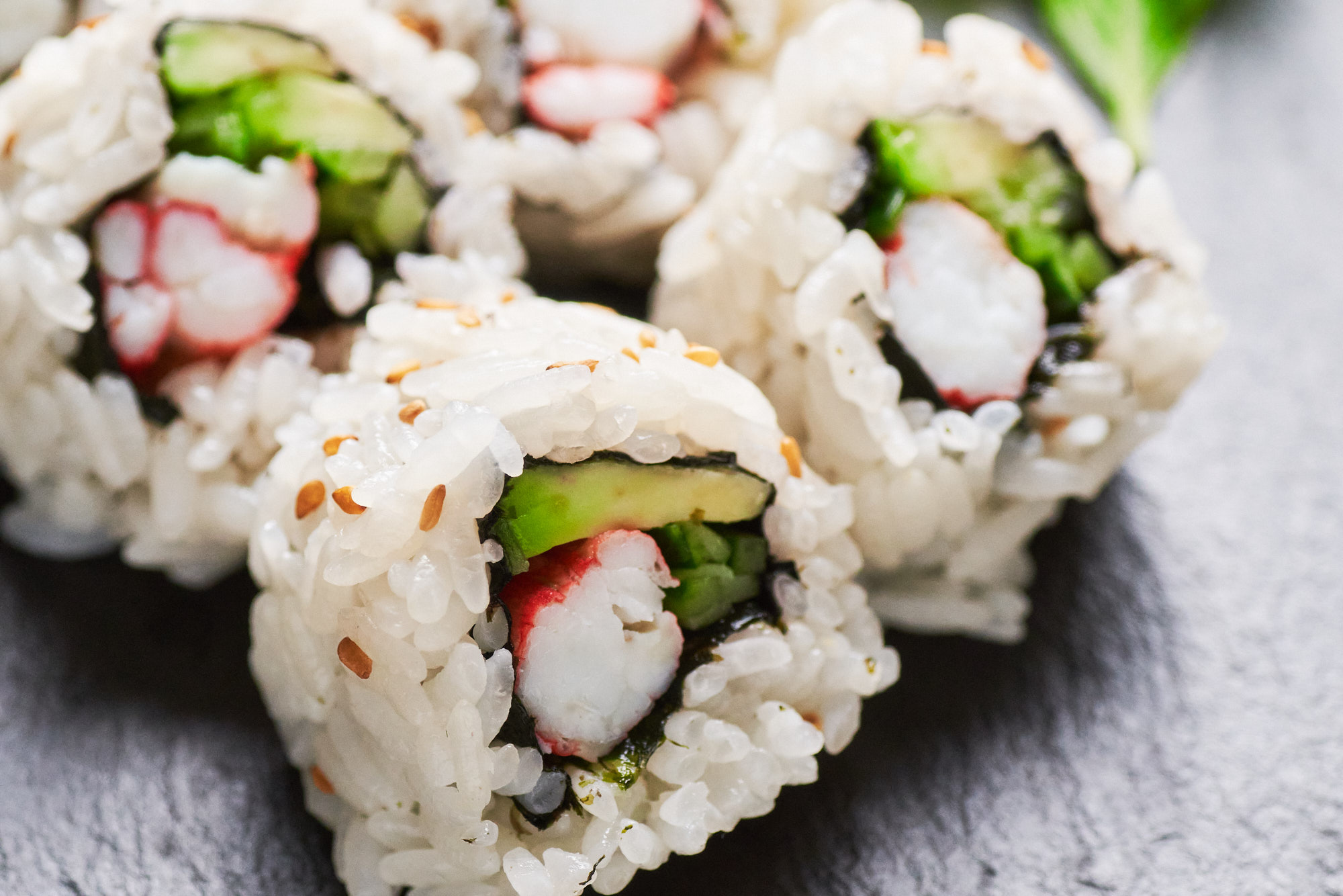 Inside-Out California Roll with Creamy Avocado and Crab